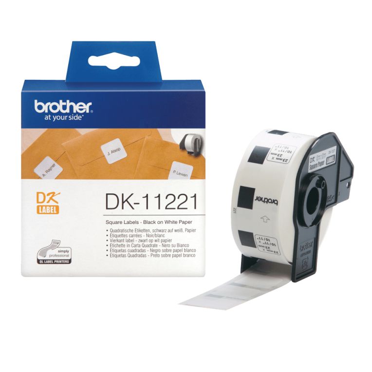 ETIQUETAS PAPEL PRECORTADA BROTHER 23 x 23 MM CUADRADA QL-500BW QL-560 QL-570 QL-580N QL-1050